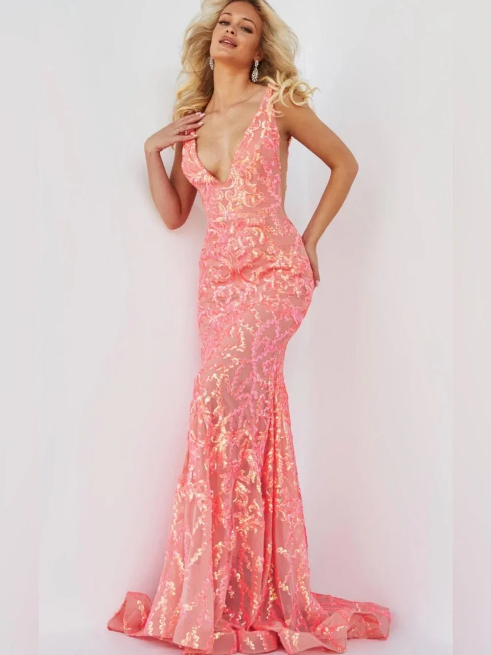 sequin coral bridesmaid dresses BABARONI Glamorous Junior Bridesmaid Dresses Sequined Top Coral, Coral / J4 main image 1